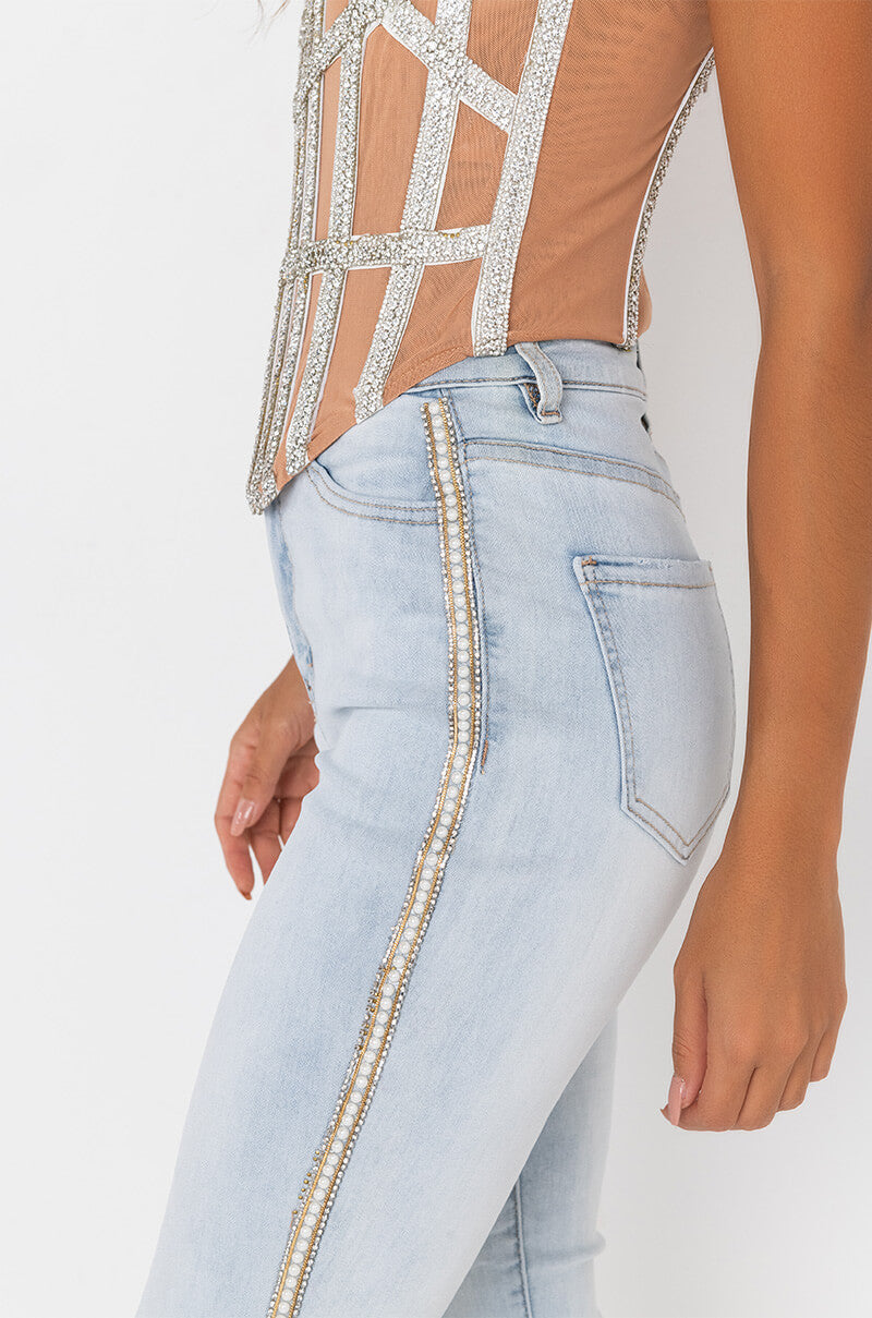 EXTREME STRETCH HIGH WAIST PEARL SKINNY JEANS