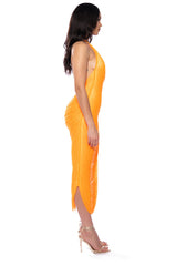 GIANINA FRINGED COWL NECK MAXI DRESS