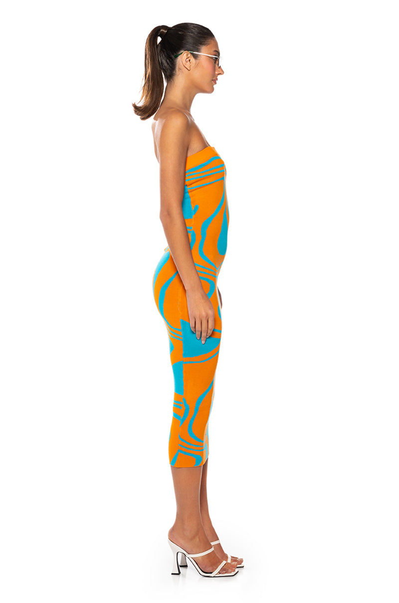 GROOVY GIRL SWIRL MIDI DRESS