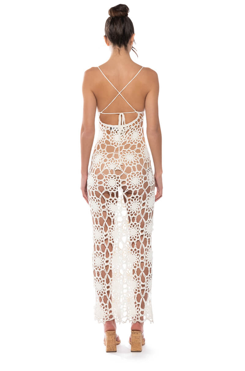 LANA CROCHET HALTER NECK MIDI DRESS