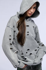 HOLY MOLY DISTRESSED SWEATSHIRT DRESS