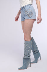 KARA EMBELLISHED DENIM SHORT
