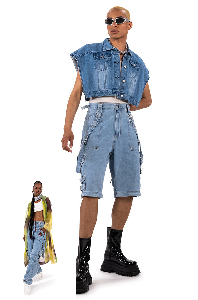 MAKE A MOVE EXTRA WIDE BAGGY CARGO JEANS