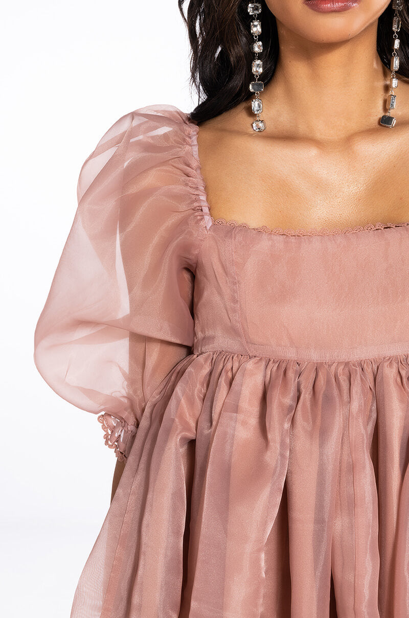 MISS HONEY SHORT SLEEVE BABYDOLL MINI DRESS