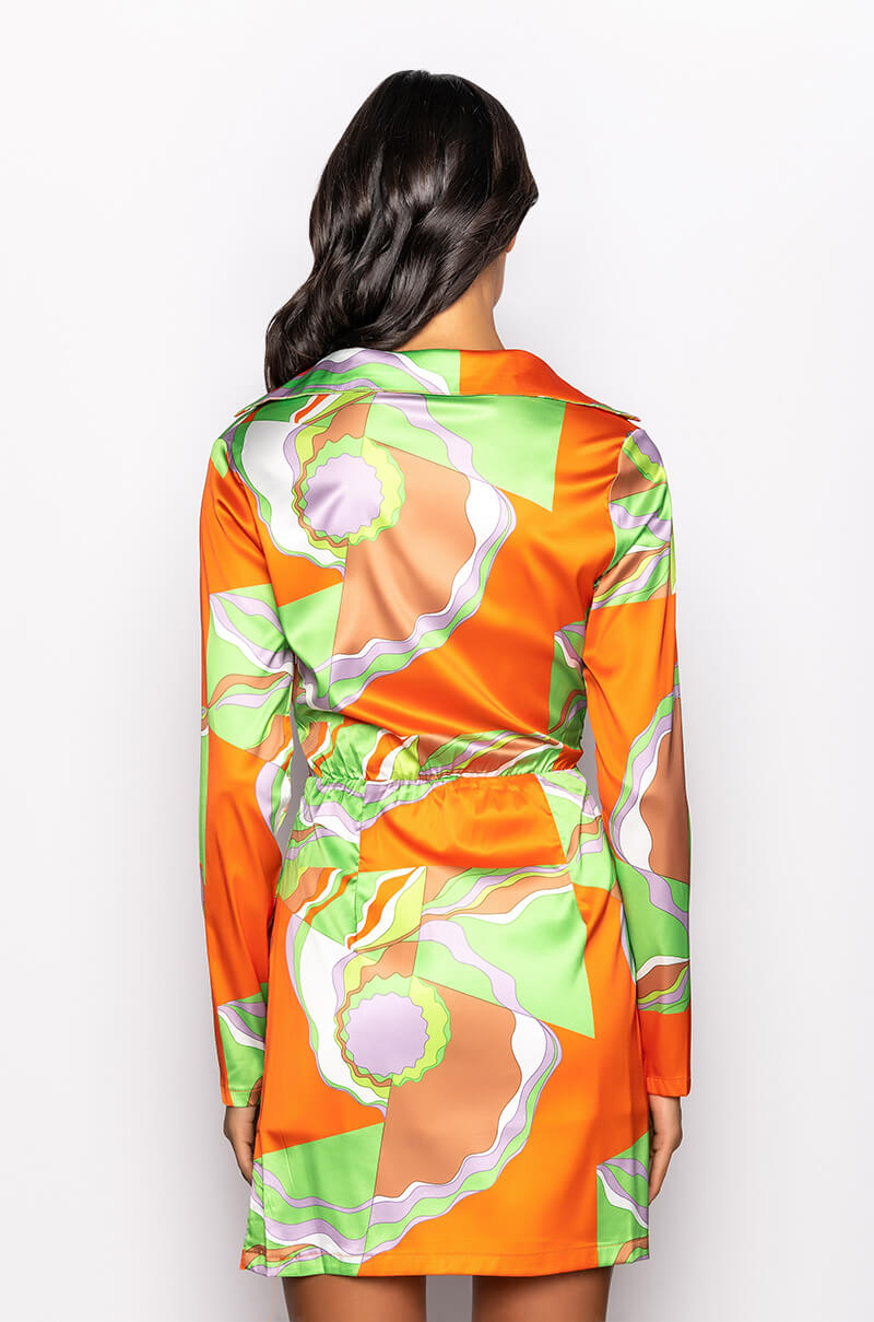 RETRO BABE STRETCH SATIN MINI DRESS