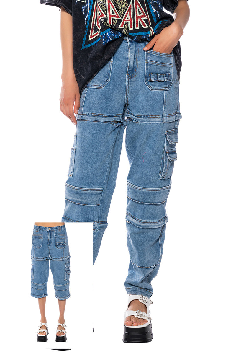 RYLEE UTILITY THREE IN ONE ZIP OFF JEANS