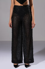 SEXY VILLAIN SHEER WIDE LEG GLITTER DETAIL PANTS