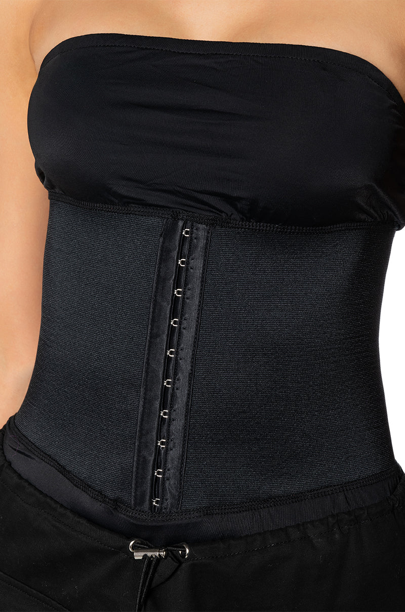 SNATCHED CORSET STRAPLESS BODYSUIT IN BLACK