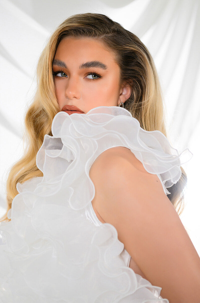 RAOLA ULTRA RUFFLED SLEEVELESS DRESS