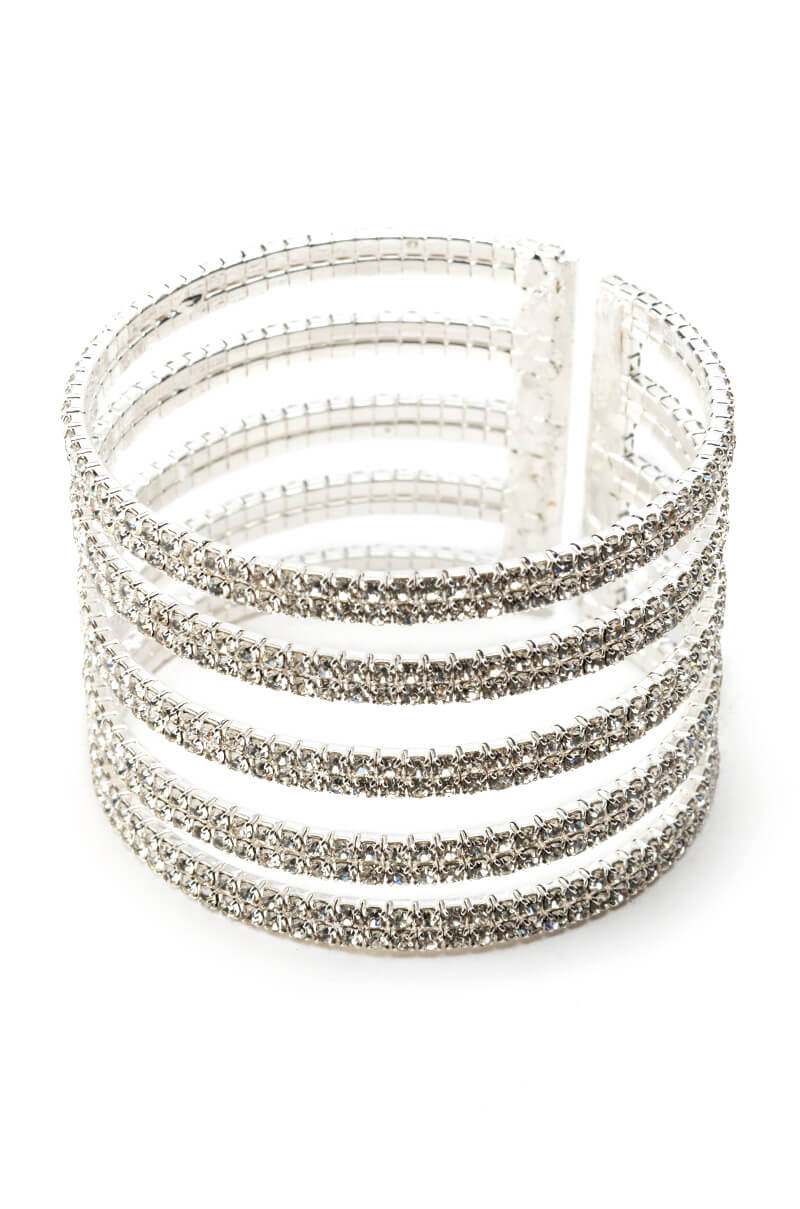 SWEET LOVE SILVER RHINESTONE CUFF
