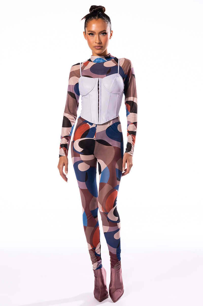 THATS A WRAP LONG SLEEVE MOCK NECK MESH BODYSUIT