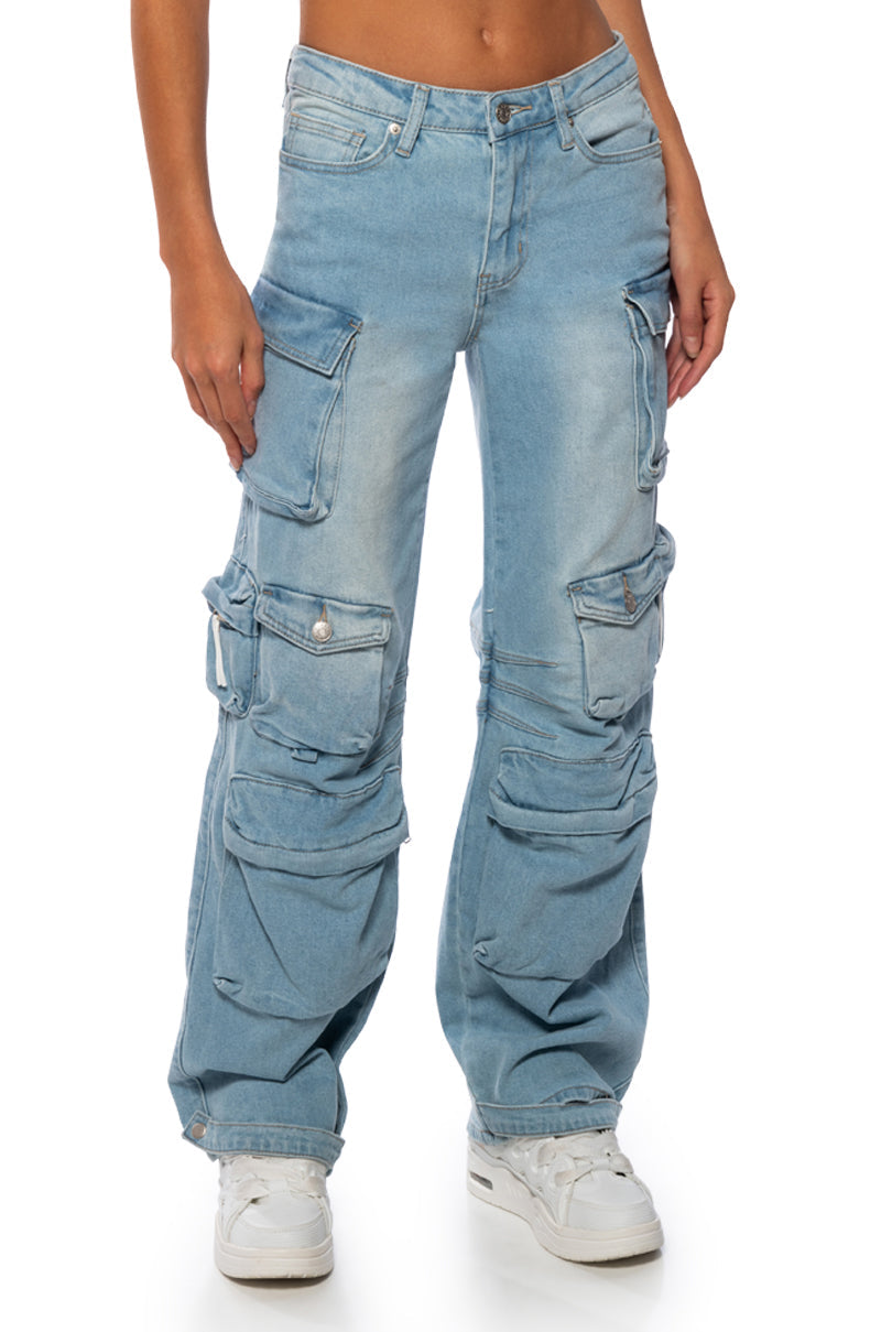 BROOKLYN CARGO POCKET WIDE LEG JEAN