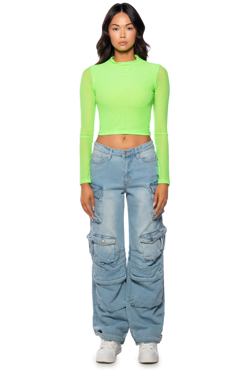 BROOKLYN CARGO POCKET WIDE LEG JEAN
