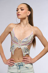 TIME TO FLY BUTTERFLY RHINESTONE TOP