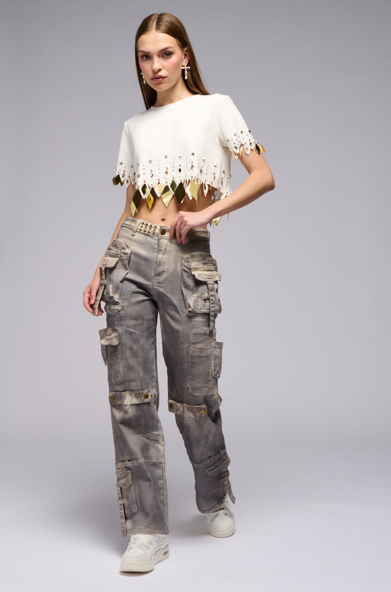 YOUNG AND ALIVE WIDE LEG DENIM PANT